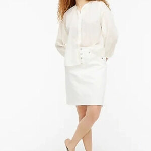 New J Crew Button-front denim skirt White 24